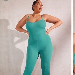 Plus Aqua Strappy Jumpsuit